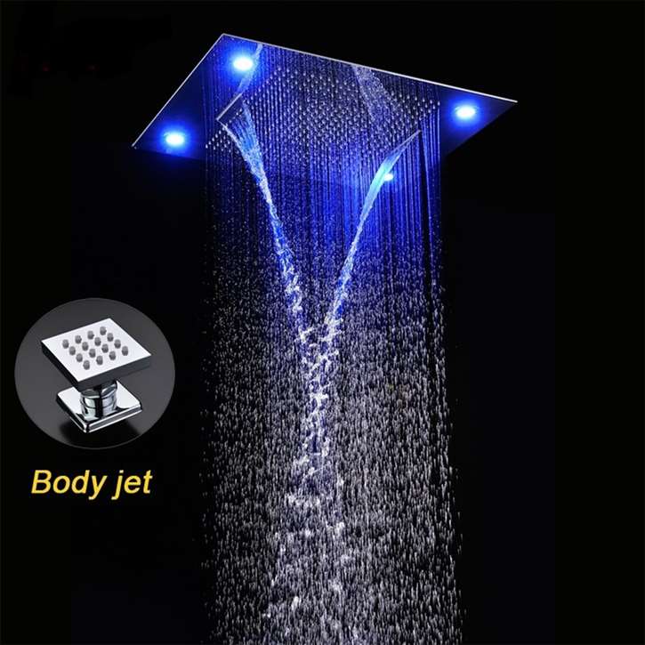 Narbonne Rain LED Chrome Waterfall Mixer Bathroom Shower Set