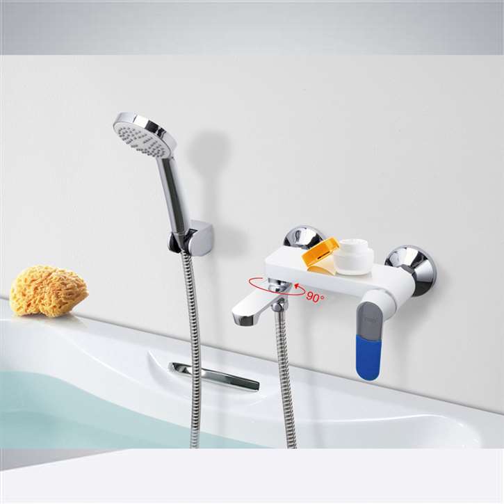 Sanremo Wall Mounted Multi Color Single Handle Bathroom Faucet With Handheld Shower