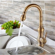 Amasra Antique Brass Kitchen Sink Faucet with Hot and Cold Mixer