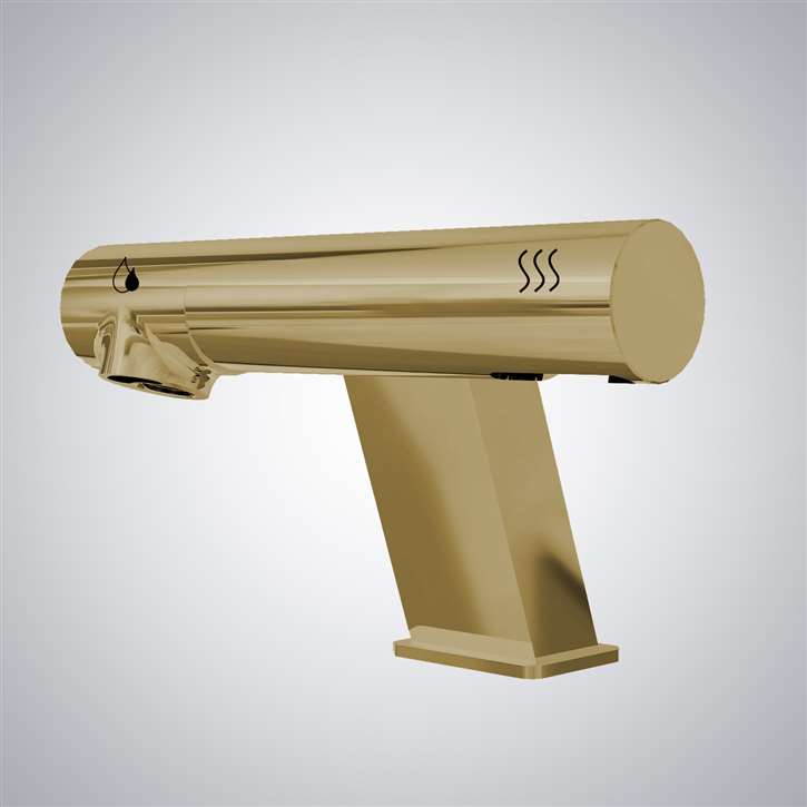 Fontana Commercial  Deck Mounted 2 In 1 Touchless Sensor Faucet With  Hand Dryer In Electroplated Brass Finish