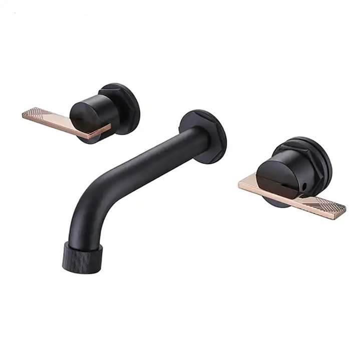 Fontana Atri Matte Black Dual Handle Wall Mounted Bathroom Faucet