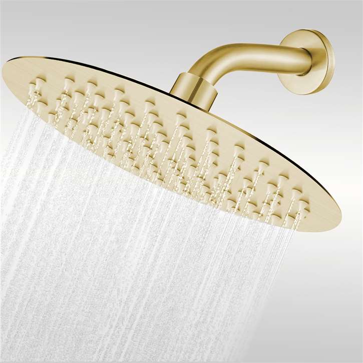 Fontana 8" Brushed Gold Finish Ultra Thin Large Bathroom Shower Head