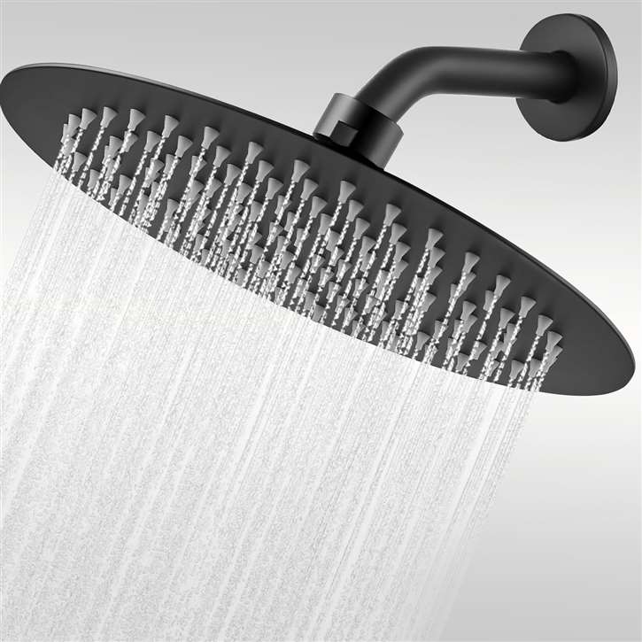 Fontana 8" Matte Black Finish Ultra Thin Large Bathroom Shower Head