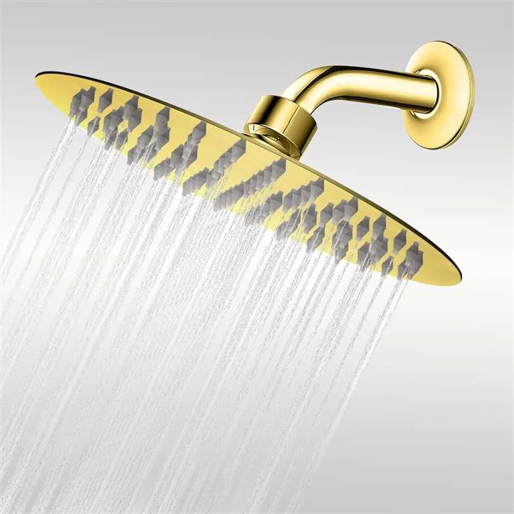 Fontana 8" Polished Gold Finish Ultra Thin Large Bathroom Shower Head