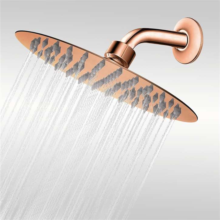 Fontana 8" Rose Gold Finish Ultra Thin Large Bathroom Shower Head