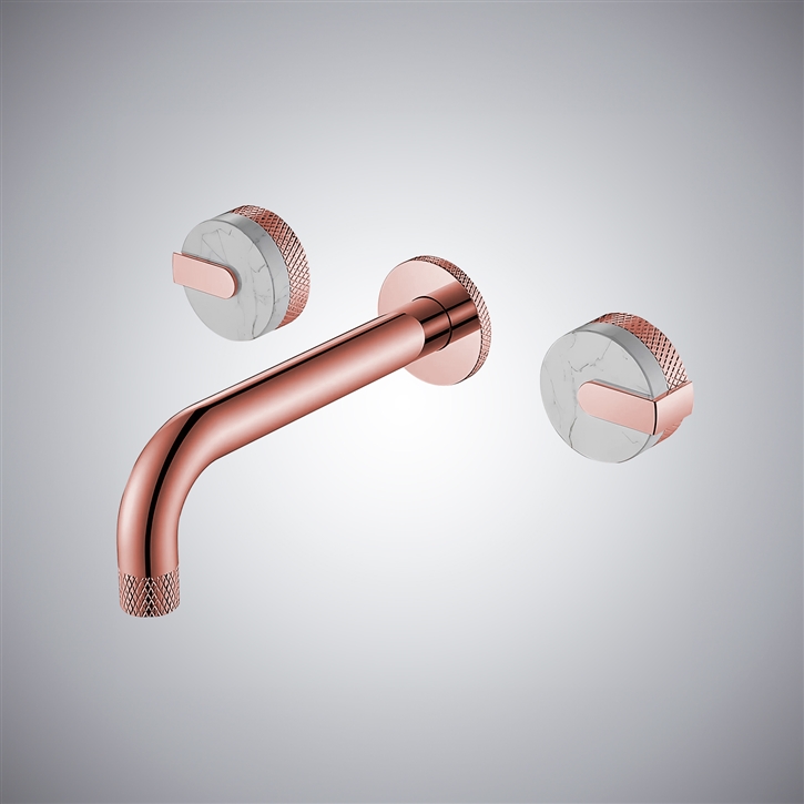 Fontana Desio Rose Gold Dual Handle Wall Mounted Bathroom Faucet