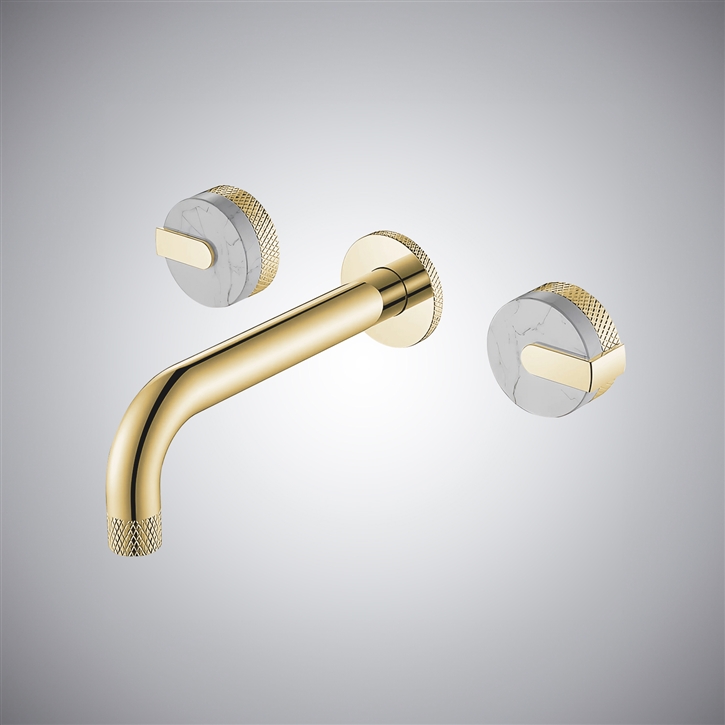 Fontana Desio Brushed Gold Dual Handle Wall Mounted Bathroom Faucet