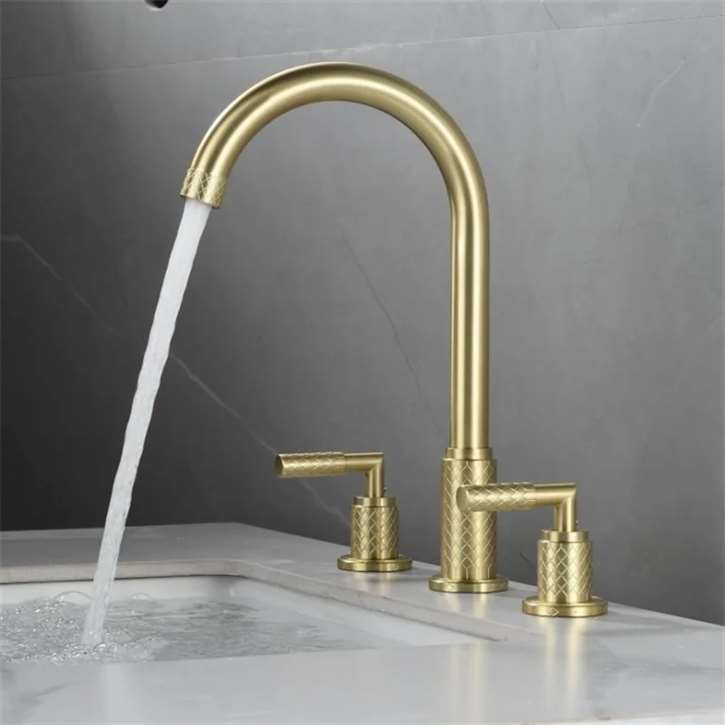 Fontana Paris Brushed Gold Dual Handle Bathroom Faucet