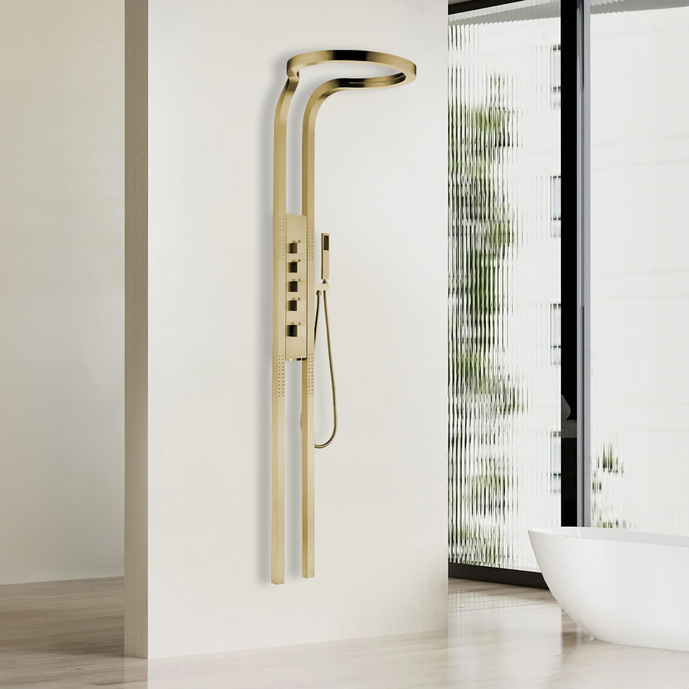 Fontana Bron Brushed Gold Outdoor Shower Panel