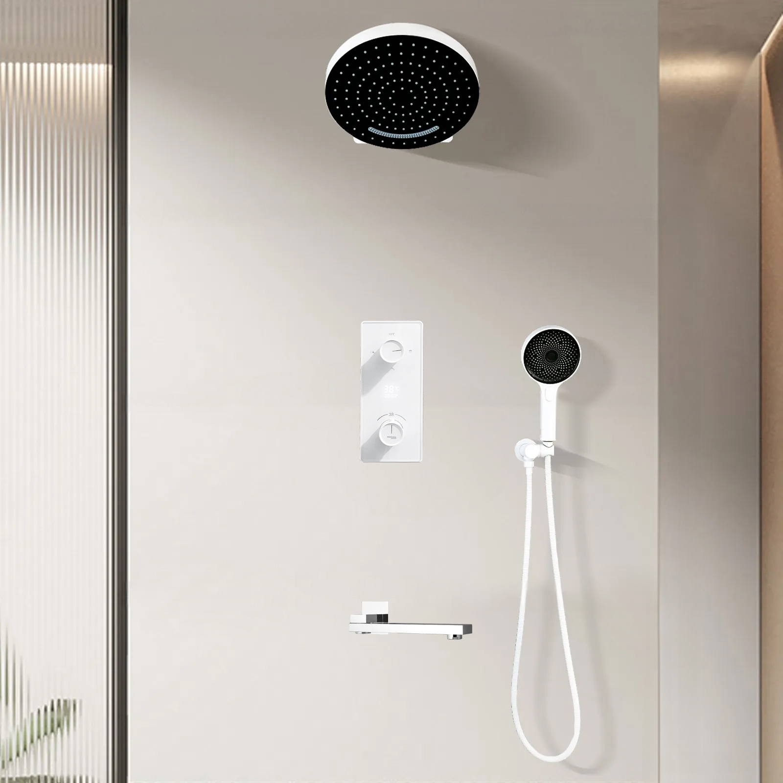 Fontana Bagnolet Matte White Digital Display ShowerSystem