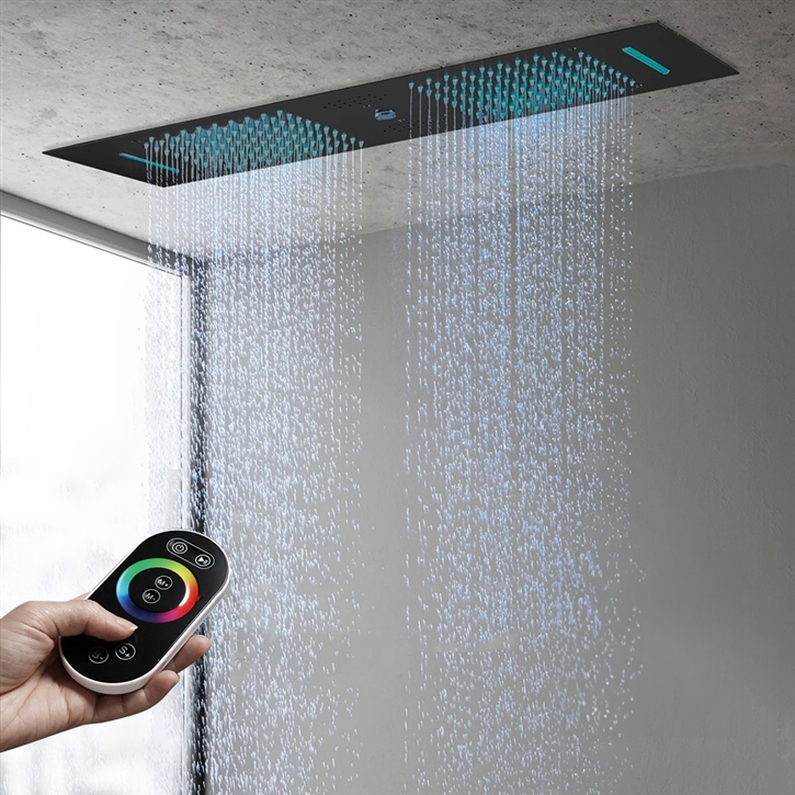 Fontana Aqua Intellect Matte Black Remote Control LED Shower Head