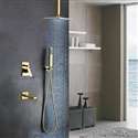 L'Aquila Brass Gold Tone Shower Set Ceiling Mount - 3 Way Valve Mixer with Tub Spout Hand Shower