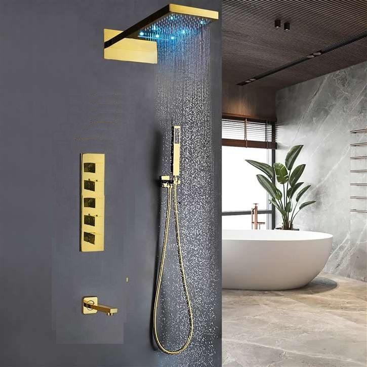 Fontana CrÃ©teil Gold LED Waterfall Shower Set ...Fontana Shower