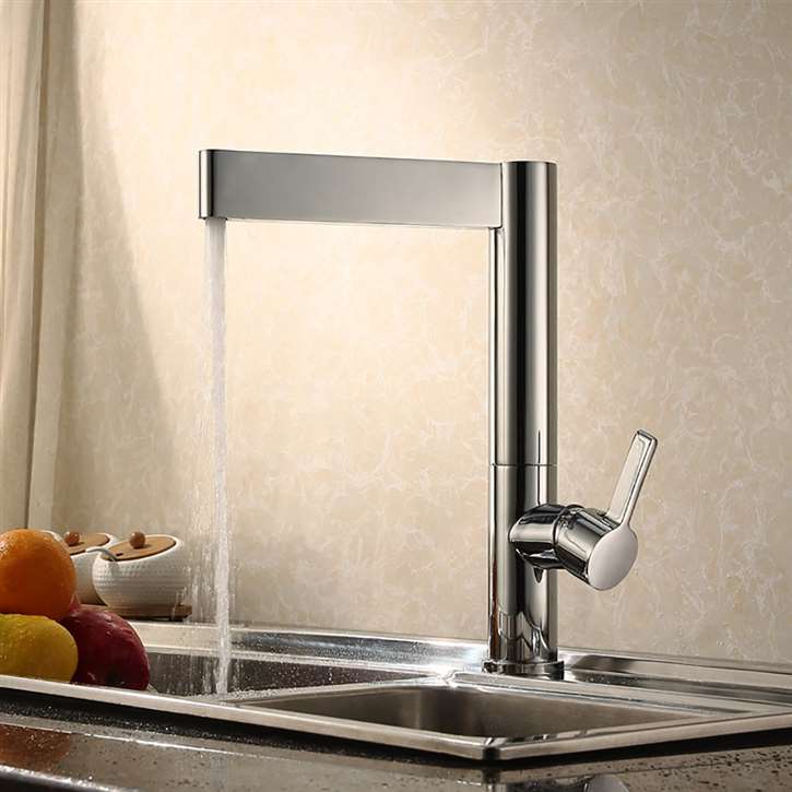 Grenoble Solid Brass Single Handle Chrome Silver Deck Mounted Kitchen Faucet