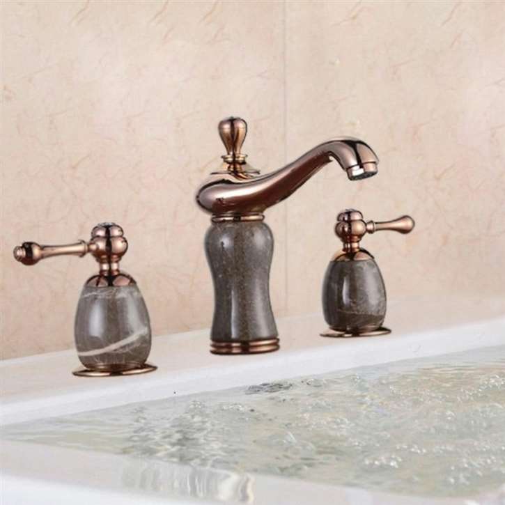 Lima Luxury Marble Rose Gold Finish Bathroom Faucet