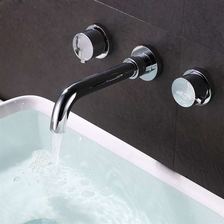 Campania Chrome Wall Mount Mixer Bathroom Sink Faucet