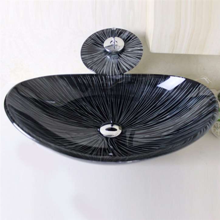 Lyon Oval Bathroom Sink with Overflow & Faucet