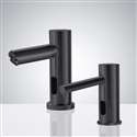 Fontana Commercial Matte Black Finish Automatic Bathroom Sink Faucet and Soap Dispenser