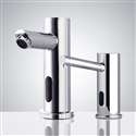 Fontana Commercial Chrome Finish Automatic Bathroom Sink Faucet and Soap Dispenser