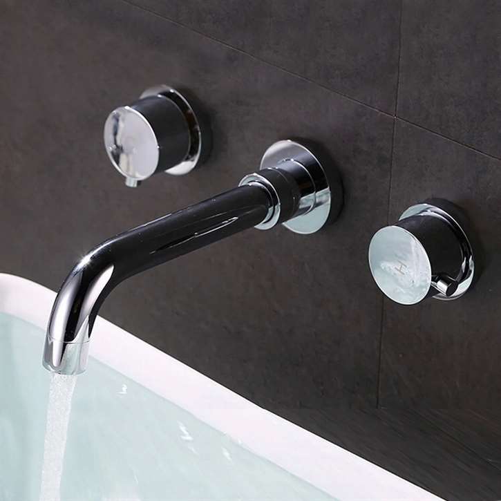 Paros Wall Mount Double Handle Bathroom Sink Faucet