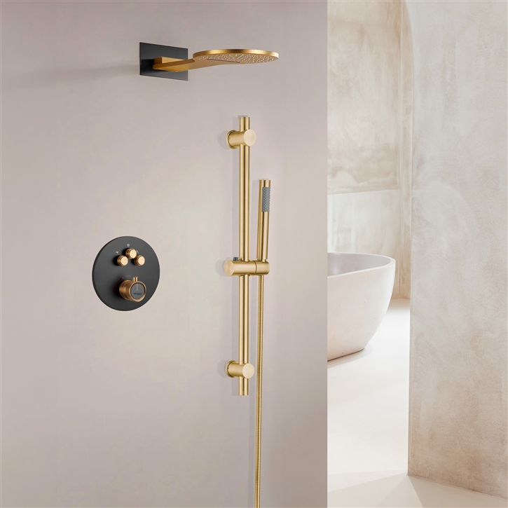 Fontana Morangis Brushed Gold and Black 22" Shower System