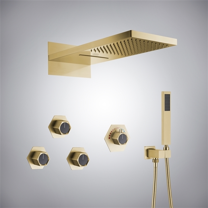 Fontana Pioltello Brushed Gold Musical LED Shower Set