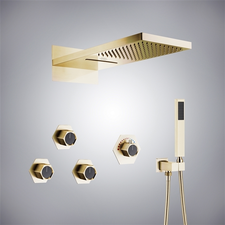 Fontana Pioltello Champagne Thermostatic Music Shower System