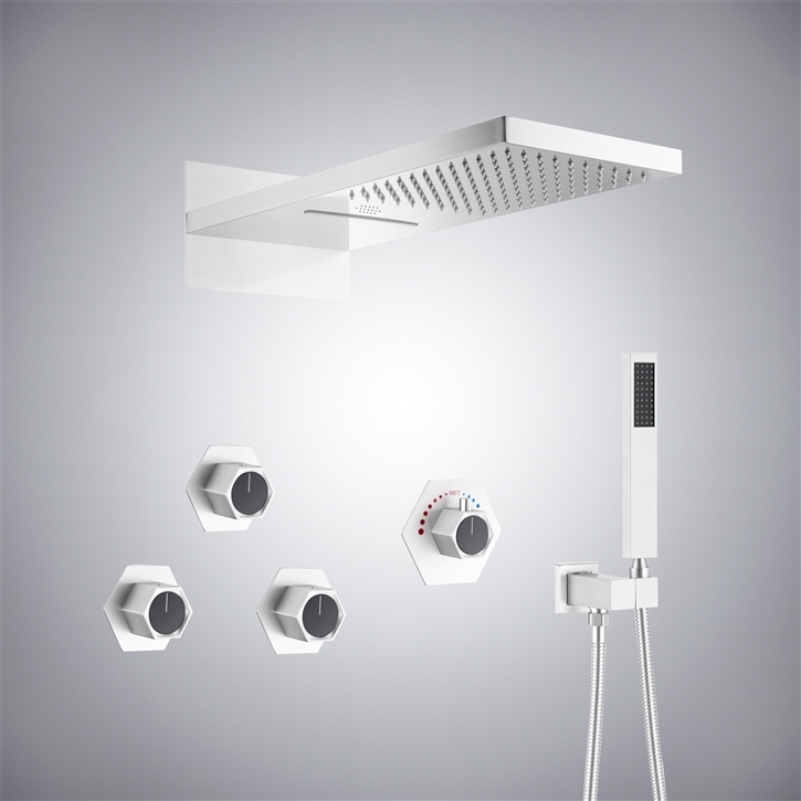 Fontana Pioltello Matte White LED Music Shower Set