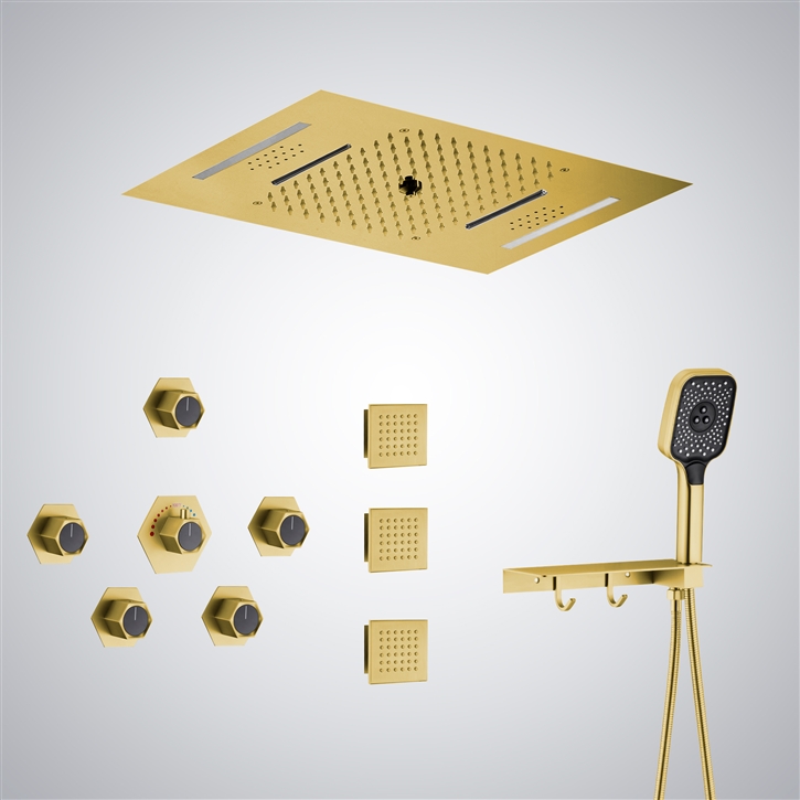 Fontana Igny  Brushed Gold LED Musical Shower Set