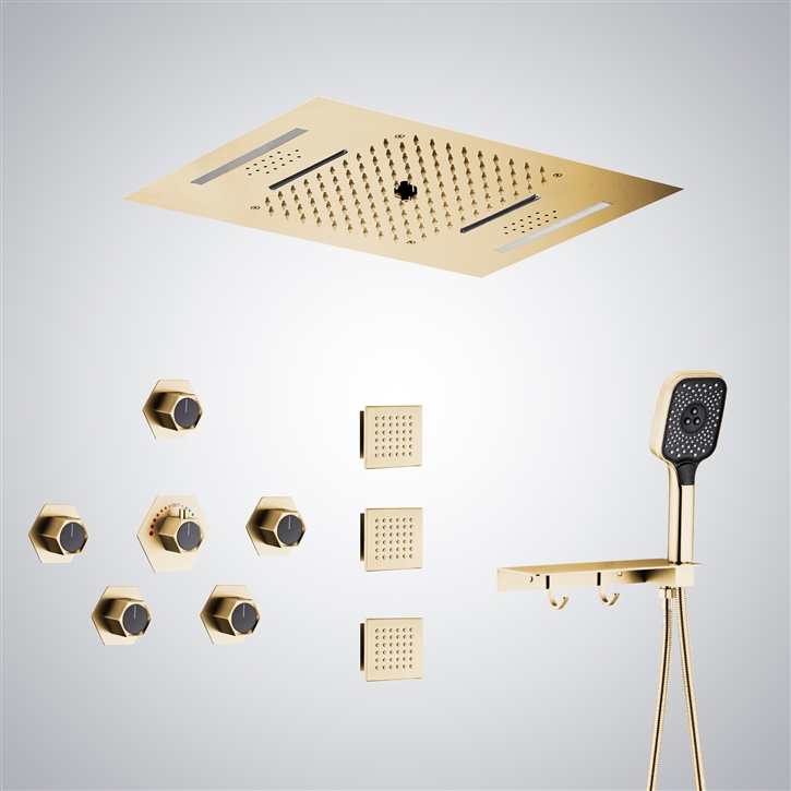 Fontana Igny Champagne Multifunction Rain Shower Set With Music