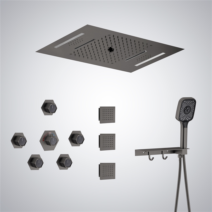 Fontana Igny Gun Metal Gray  LED Lighting And Music Shower Set