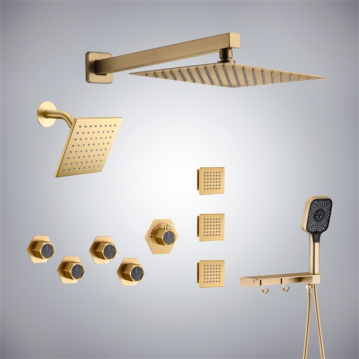 Fontana Tyrone Brushed Gold 12 Inches Dual Shower System