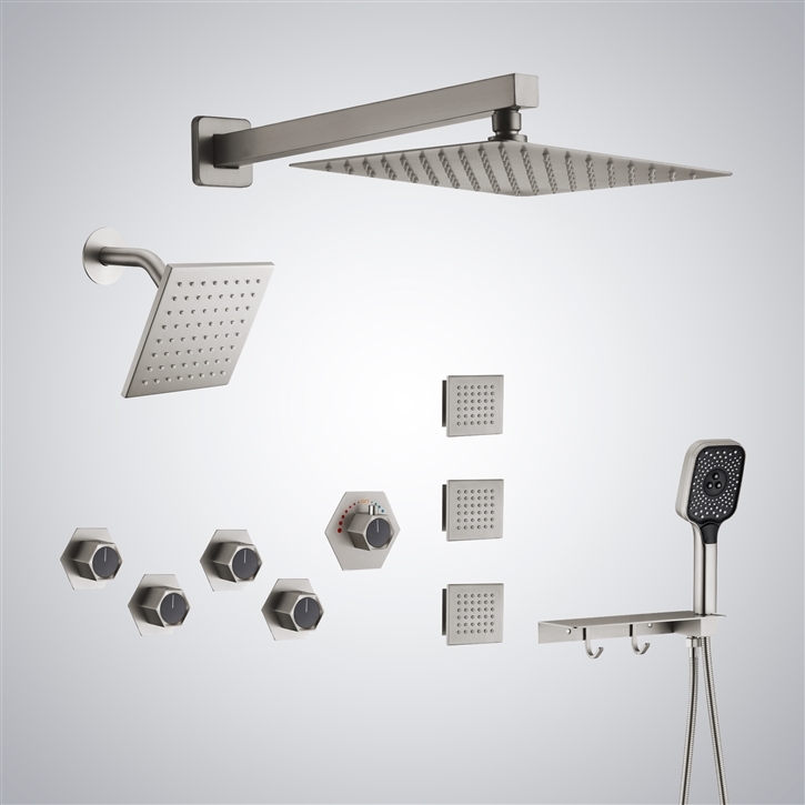 Fontana Tyrone Brushed Nickel 12 Inch Dual Shower System