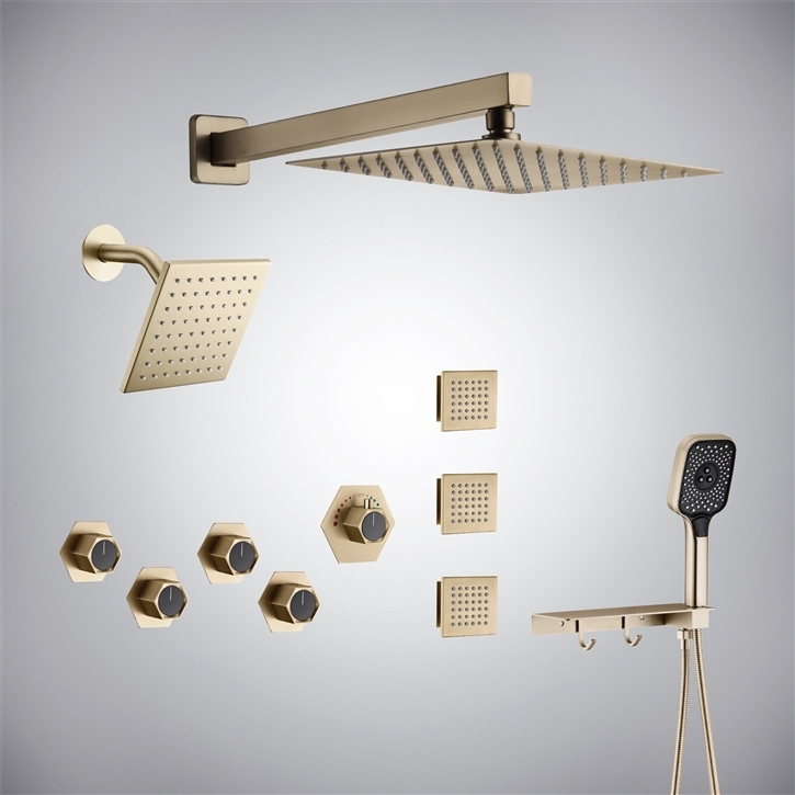 Fontana Tyrone Champagne 12 Inch Dual Shower System