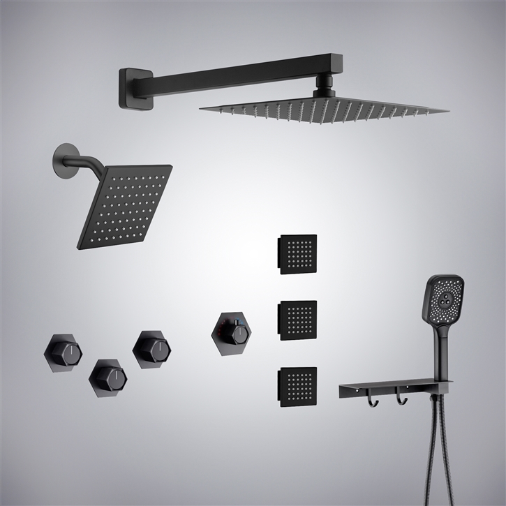 Fontana Tyrone Matte Black 12 Inch Dual Shower System