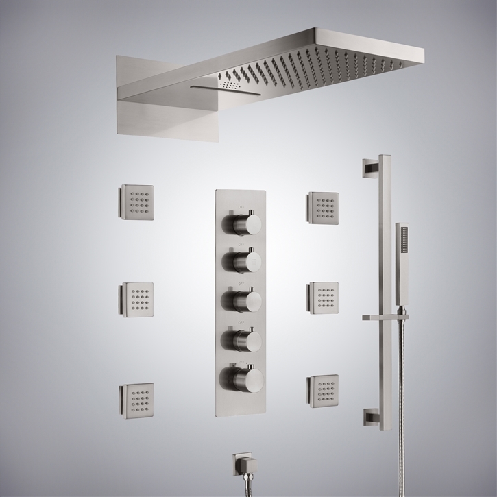 Fontana Elancourt Brushed Nickel Color Changing  Musical Shower Set