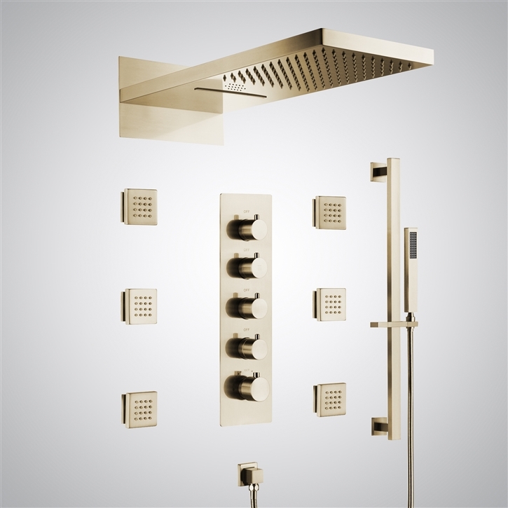 Fontana Elancourt Champagne LED Shower Set With Music