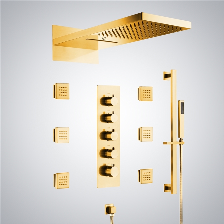 Fontana Elancourt Gold Finish LED and Music Shower Set