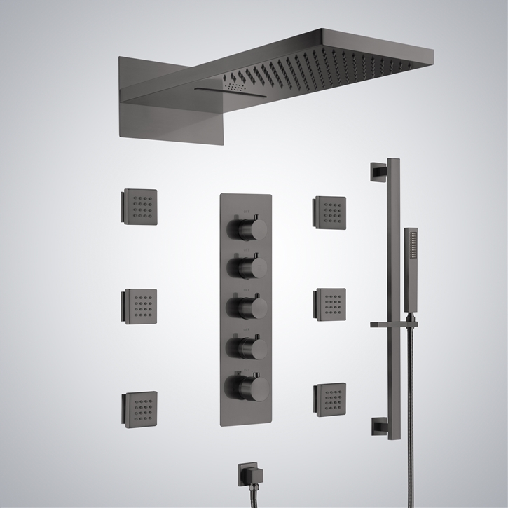 Fontana Elancourt Gun Metal Gray Music Shower Set With LED