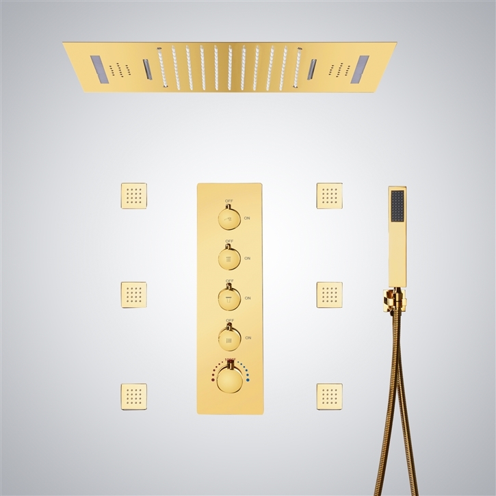 Fontana Binasco Brushed Gold 22 Inch LED Shower Set