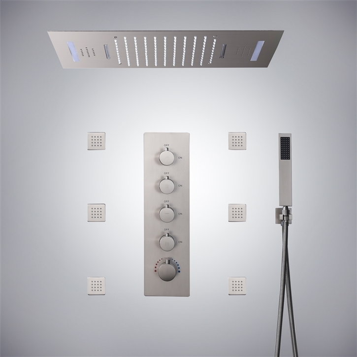 Fontana Binasco Brushed Nickel LED Rain Shower Set