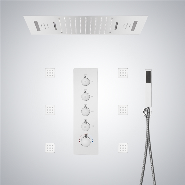 Fontana Binasco Matte White Rainfall Musical Shower Set