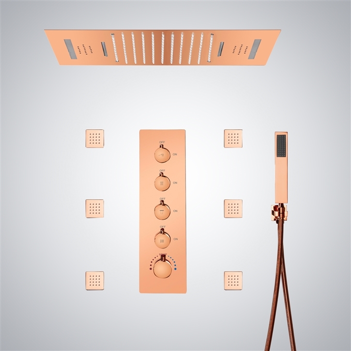 Fontana Binasco Rose Gold 22 Inch Multifunctional Shower System