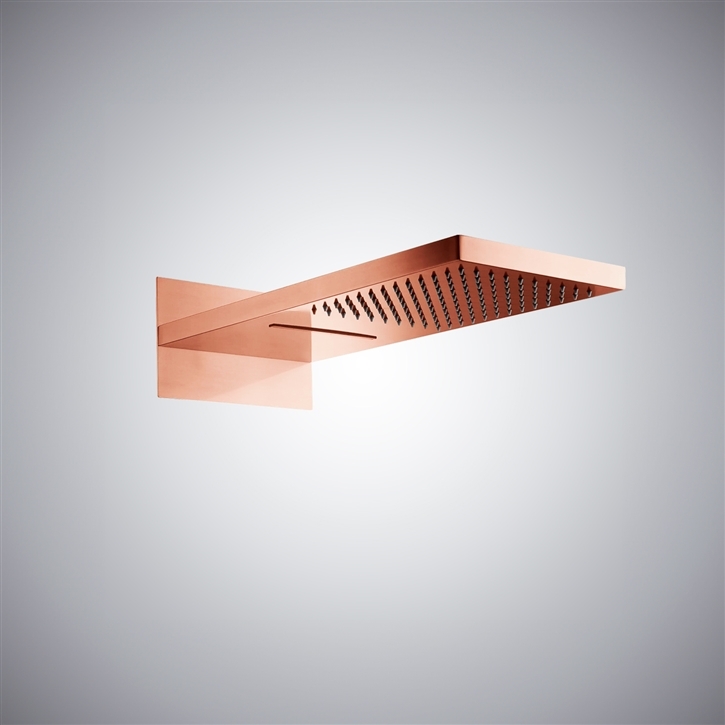 Fontana Pioltello Rose Gold Waterfall/Rainfall LED Shower Head