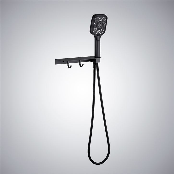 Fontana Igny Matte Black Shower and Shelf Set