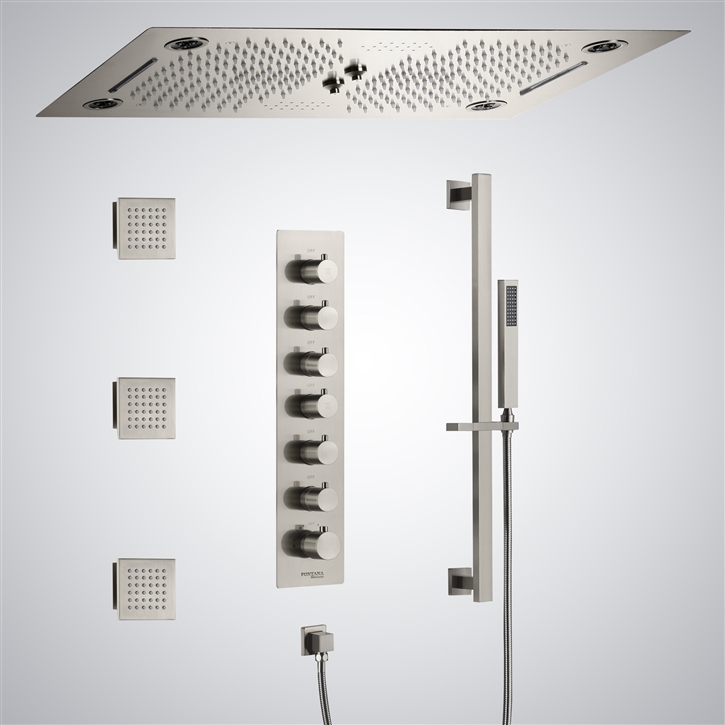 Fontana Occitania Luxurious LED &  Music Shower System in Brushed Nickel Finish