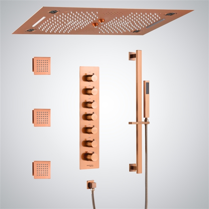 Fontana Occitania Elegant 6 Way Functional LED Shower System in Rose Gold Finish