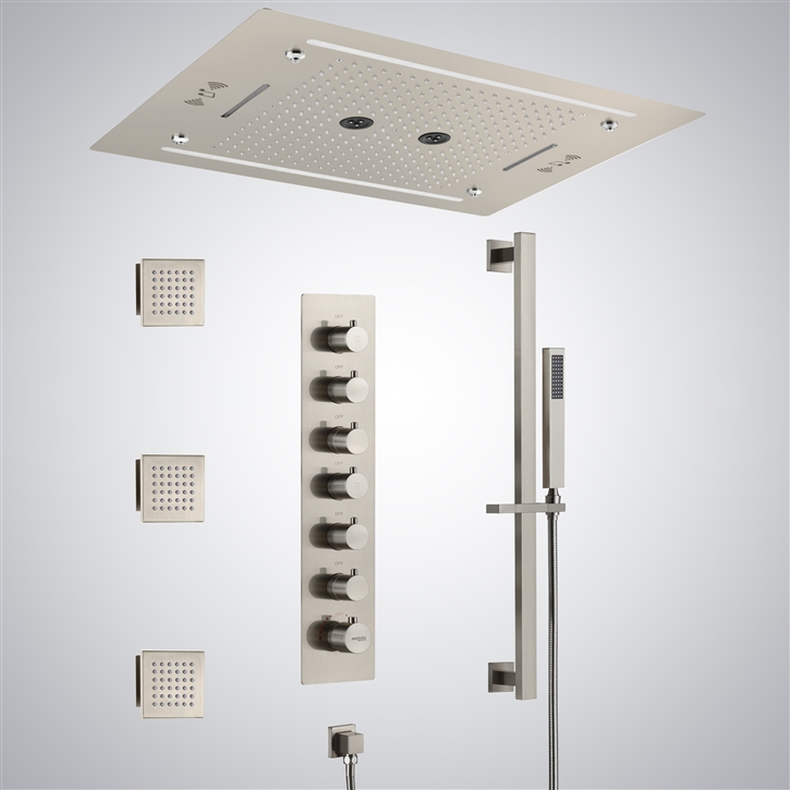 Fontana Thonon-les-Bains Brushed Nickel Ceiling Mounted LED Musical Shower Set