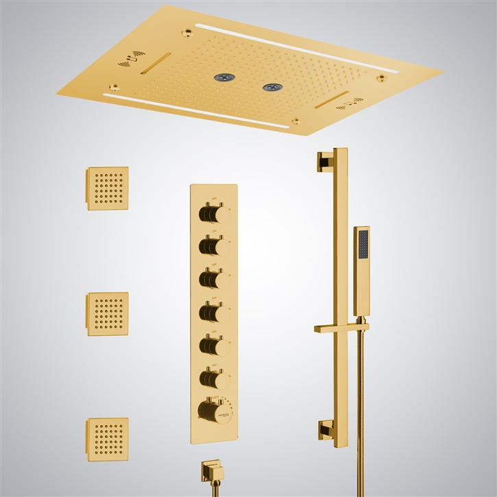 Fontana Thonon-les-Bains Gold Ceiling Mounted  Shower Set with Music