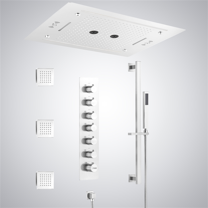 Fontana Thonon-les-Bains Soulful Matte White Finish Thermostatic LED Shower Set